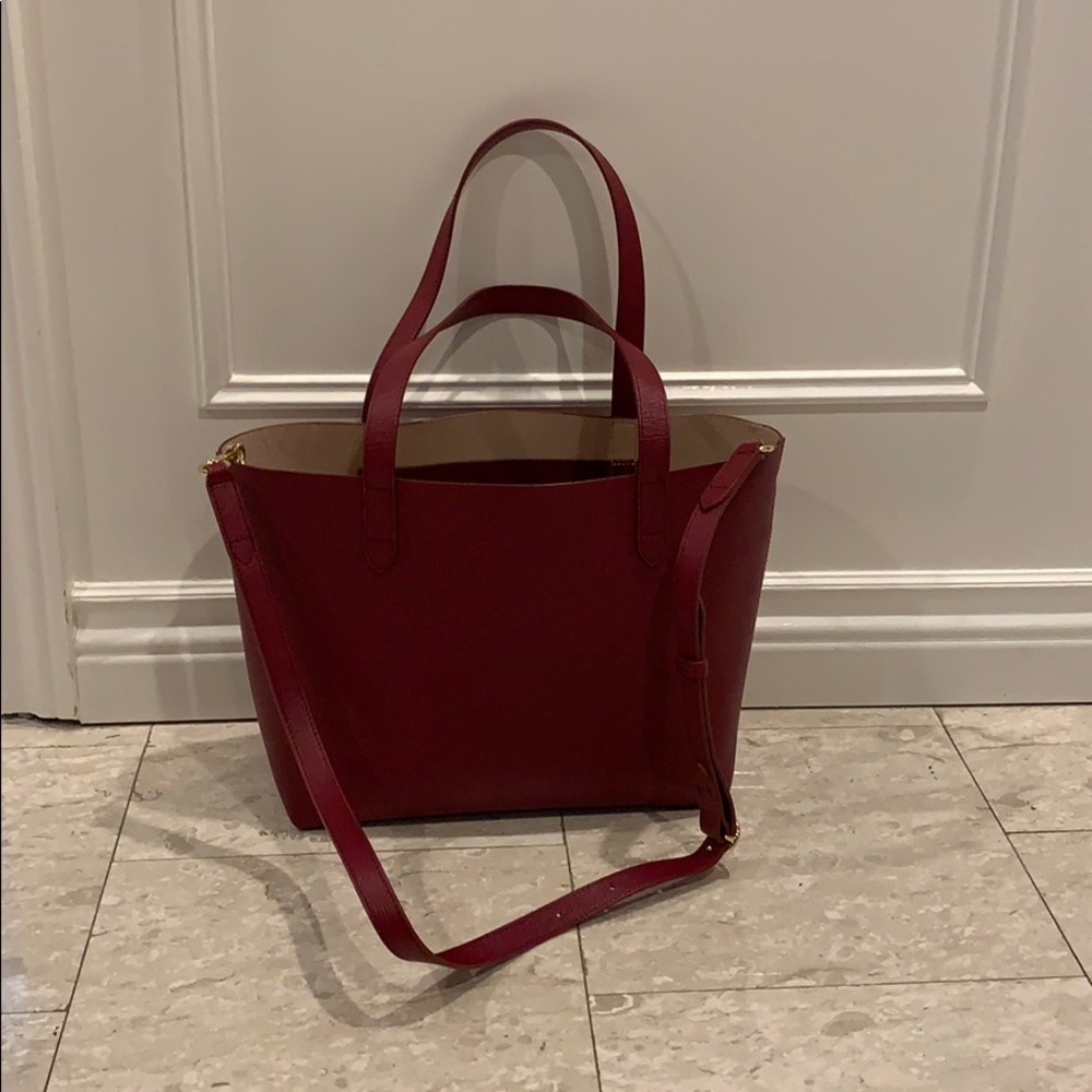 Cuyana Small Structured Leather Tote w/ insert & strap